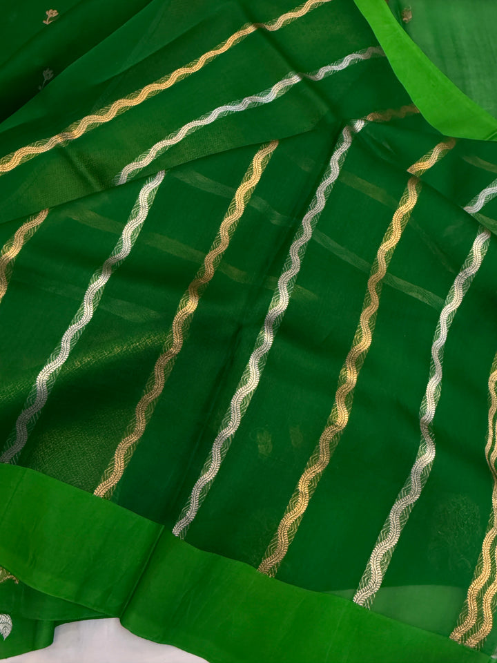 Green Pure Kora Silk Handloom Banarasi Saree
