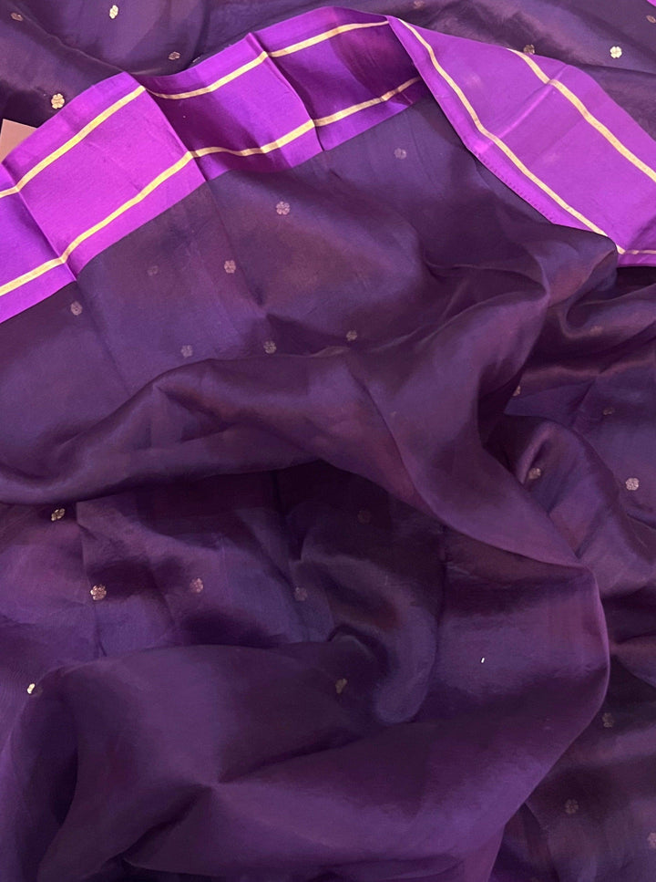 Purple Pure Banarasi Handloom Silk Saree - Aura Benaras