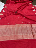 Red Pure Banarasi Handloom Katan Silk Saree