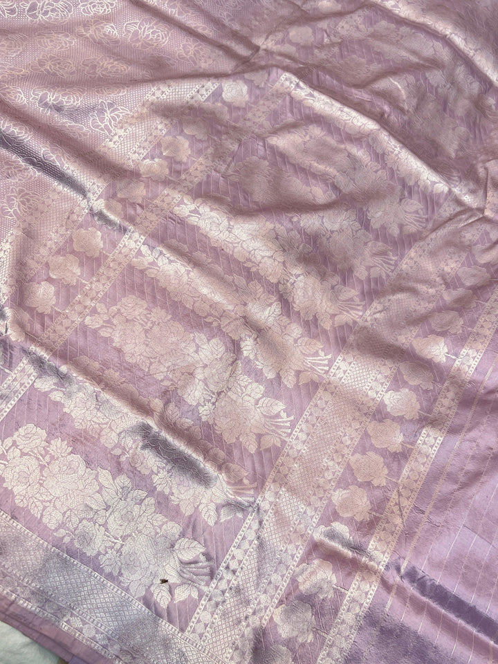 Lining Lavender Pure Katan silk Handloom Banarasi Saree