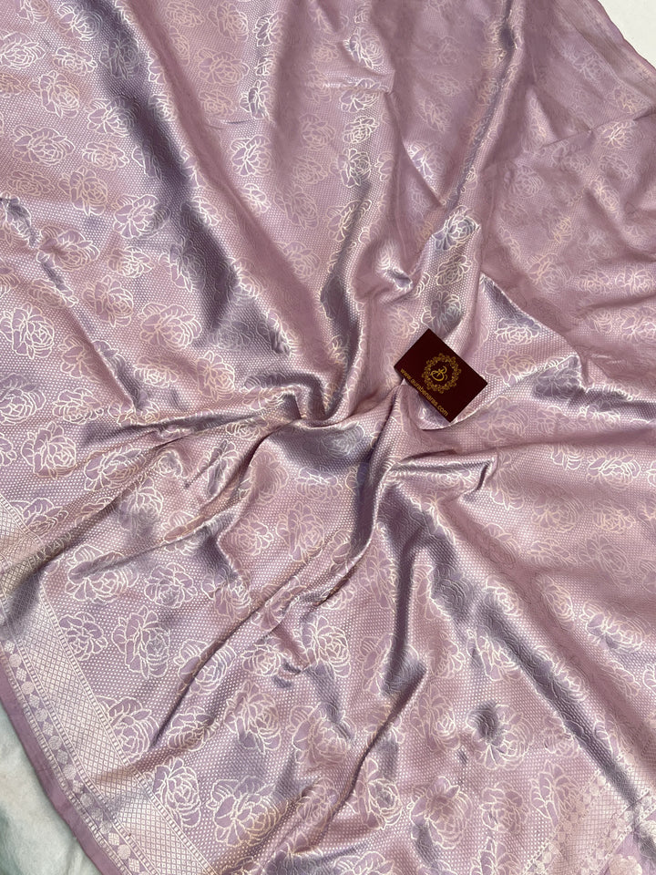 Lining Lavender Pure Katan silk Handloom Banarasi Saree