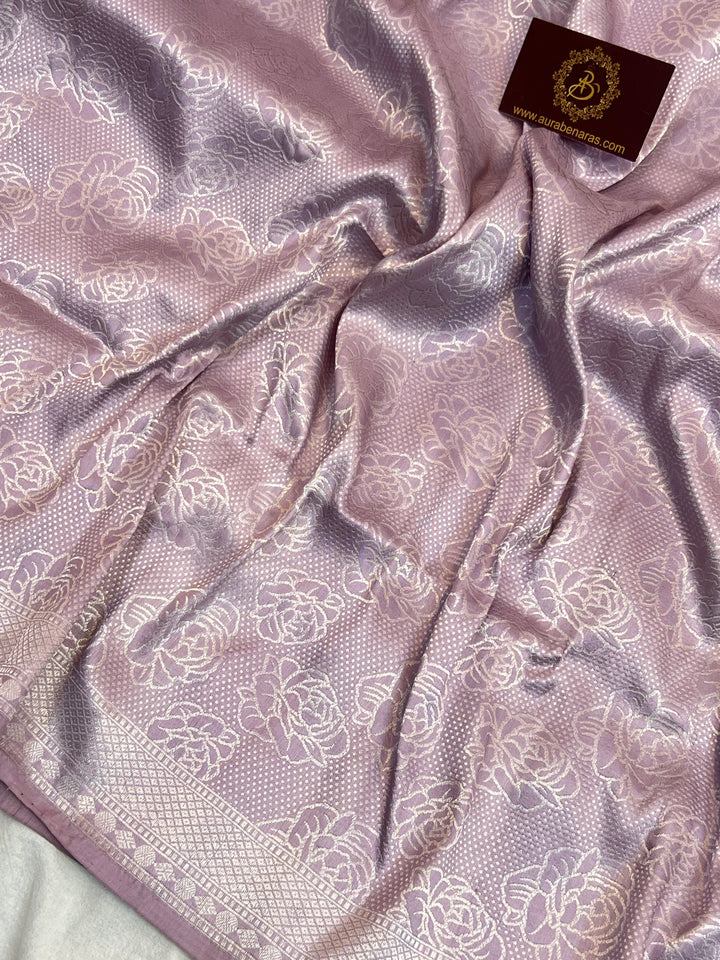 Lining Lavender Pure Katan silk Handloom Banarasi Saree