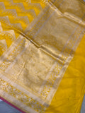 Yellow Pure Banarasi Handloom Katan Silk Saree - Aura Benaras