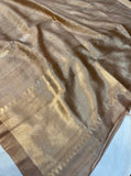 Beige Pure Banarasi Handloom Silk Saree - Aura Benaras