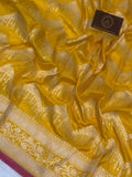 Yellow Pure Banarasi Handloom Katan Silk Saree - Aura Benaras