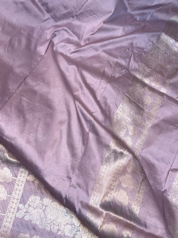 Lining Lavender Pure Katan silk Handloom Banarasi Saree