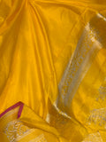 Yellow Pure Banarasi Handloom Katan Silk Saree - Aura Benaras