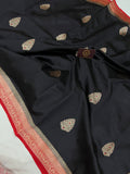 Black Pure Banarasi Handloom Silk Saree - Aura Benaras