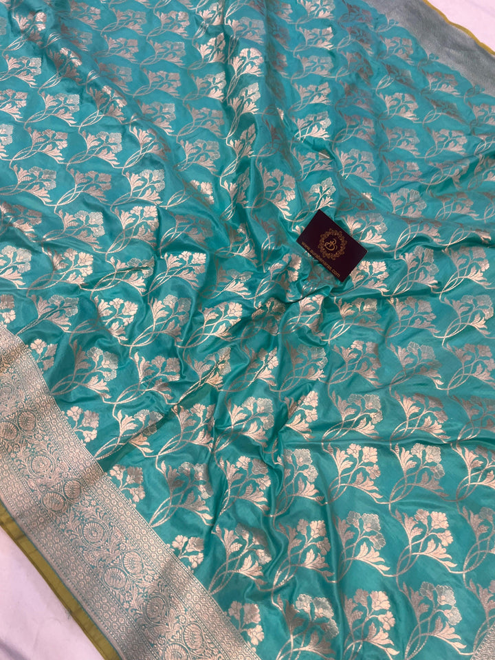 Blue Pure Banarasi Handloom Katan Silk Saree - Aura Benaras