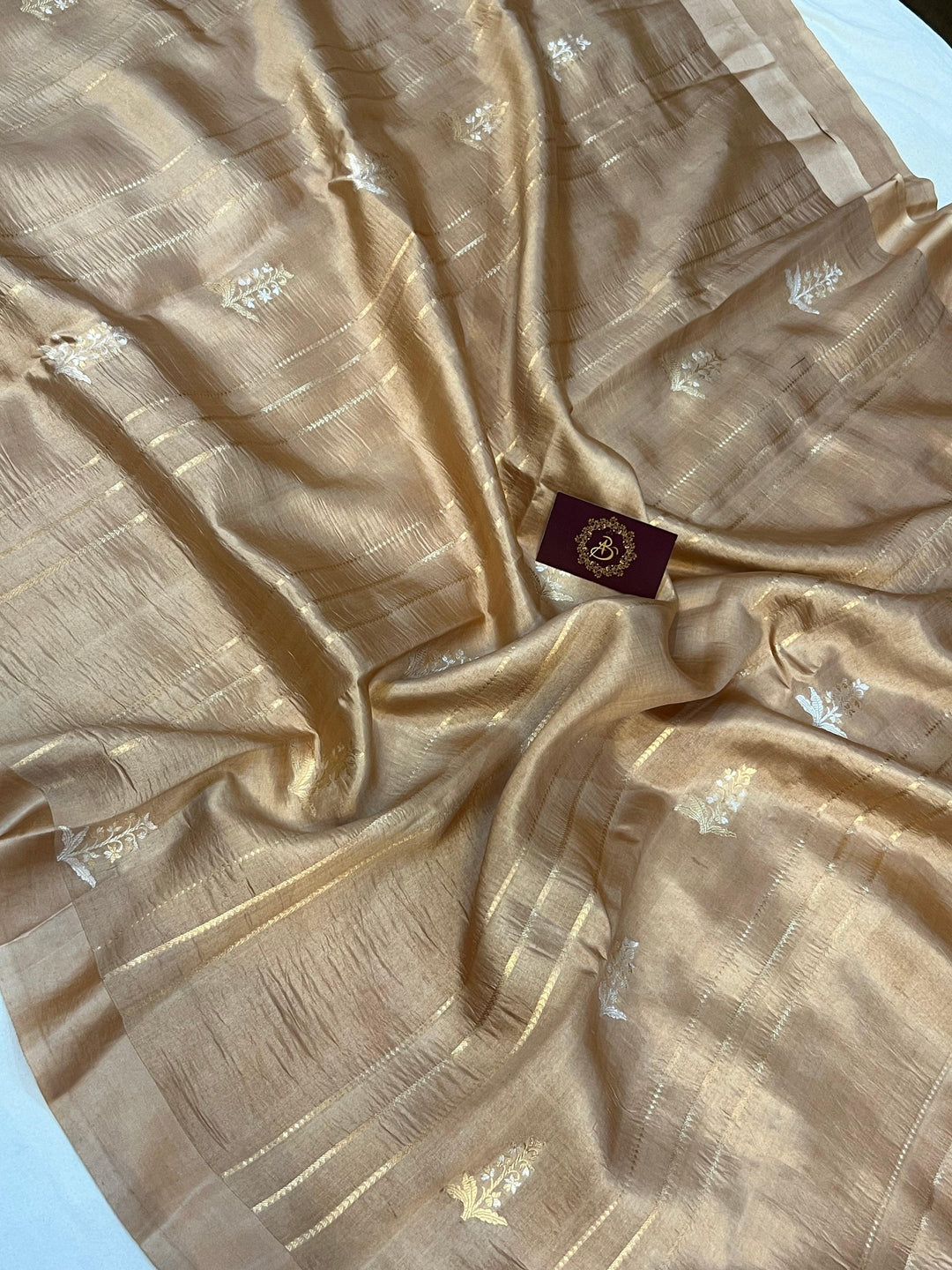 Beige Pure Banarasi Handloom Silk Saree - Aura Benaras