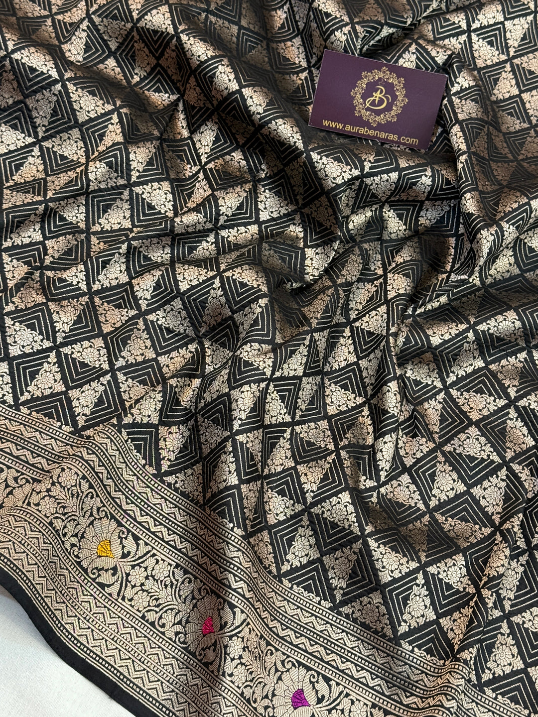 Black Banarasi Handloom Katan Silk Saree