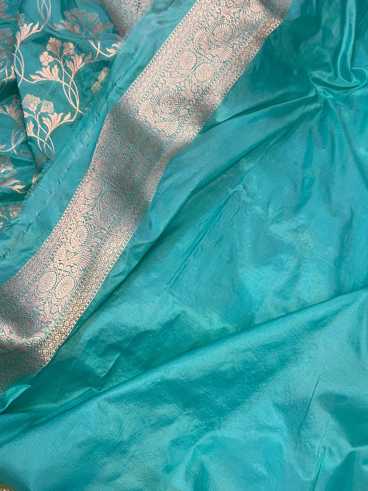 Blue Pure Banarasi Handloom Katan Silk Saree - Aura Benaras