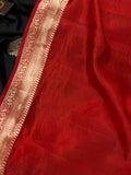 Black Pure Banarasi Handloom Silk Saree - Aura Benaras