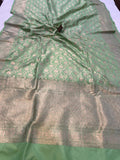 Green Pure Banarasi Handloom Katan Silk Saree - Aura Benaras