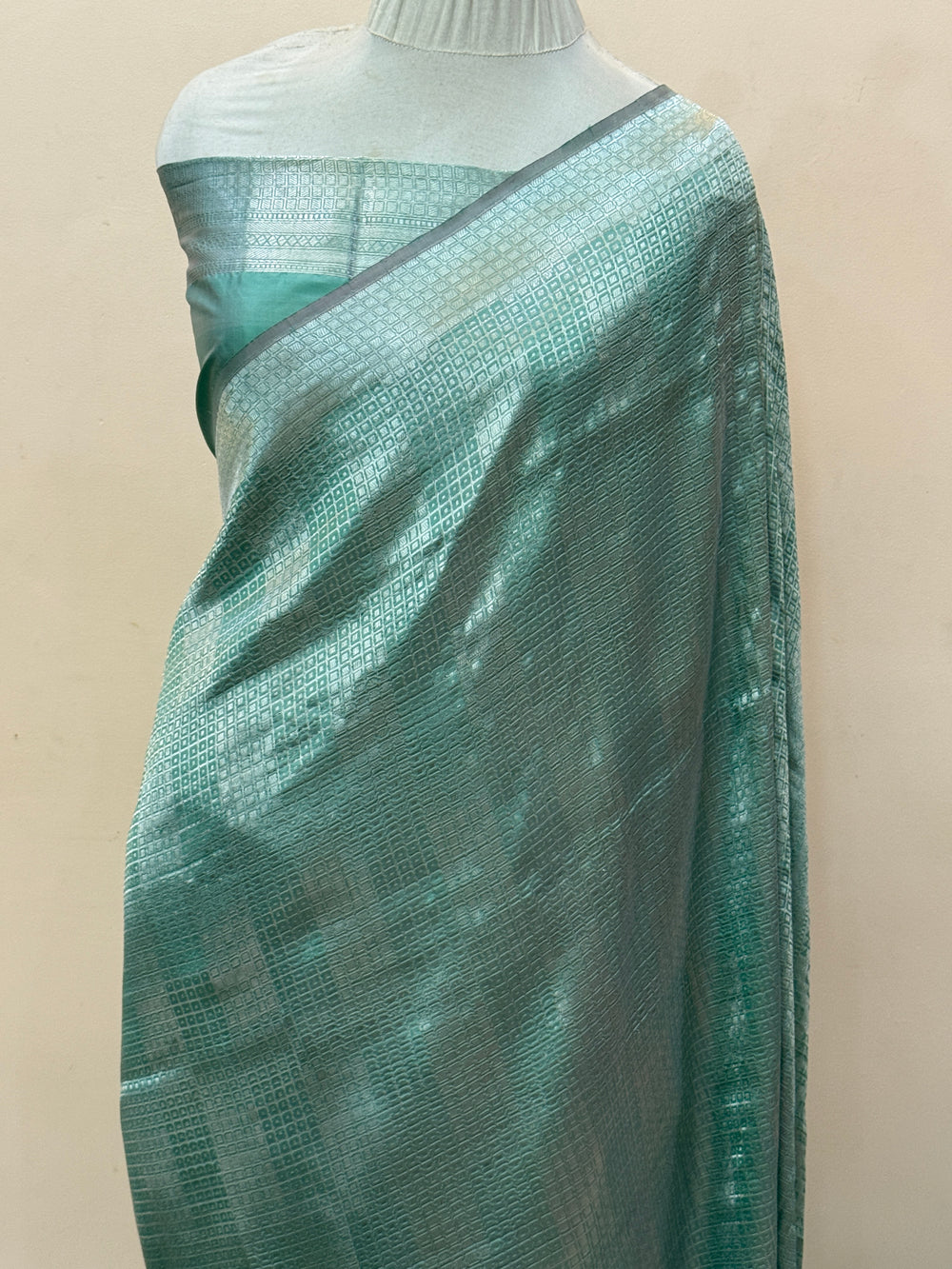 Sage blue Pure Katan silk Handloom Banarasi Saree