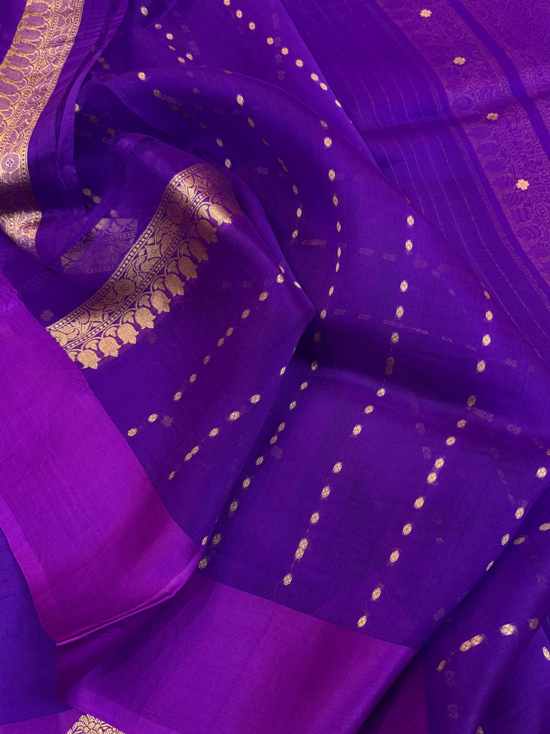 Purple Pure Banarasi Handloom Kora Silk Saree