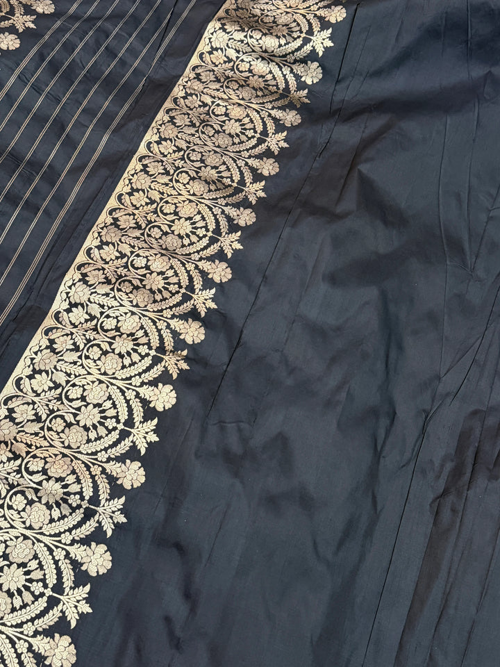 Black Pure Banarasi Handloom Katan Silk Saree