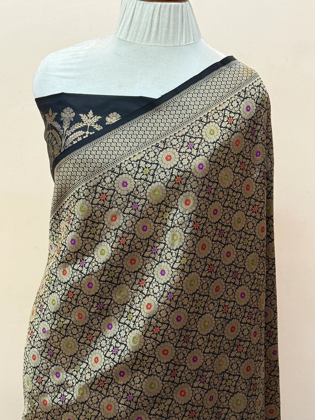 Black Pure Banarasi Handloom Katan Silk Saree