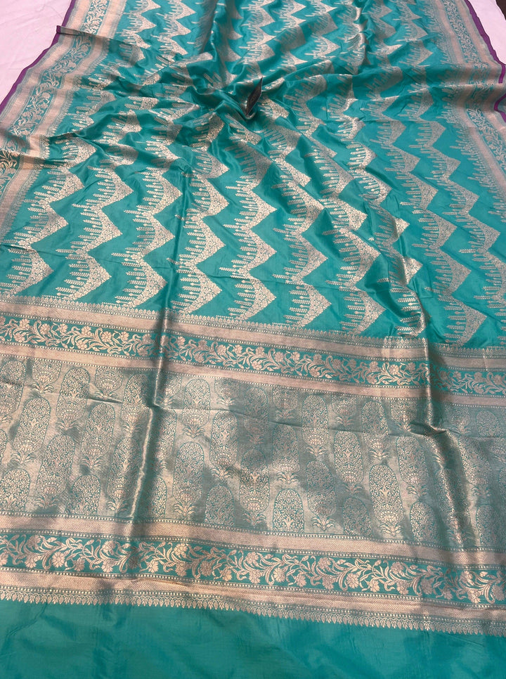 Blue Pure Banarasi Handloom Katan Silk Saree - Aura Benaras