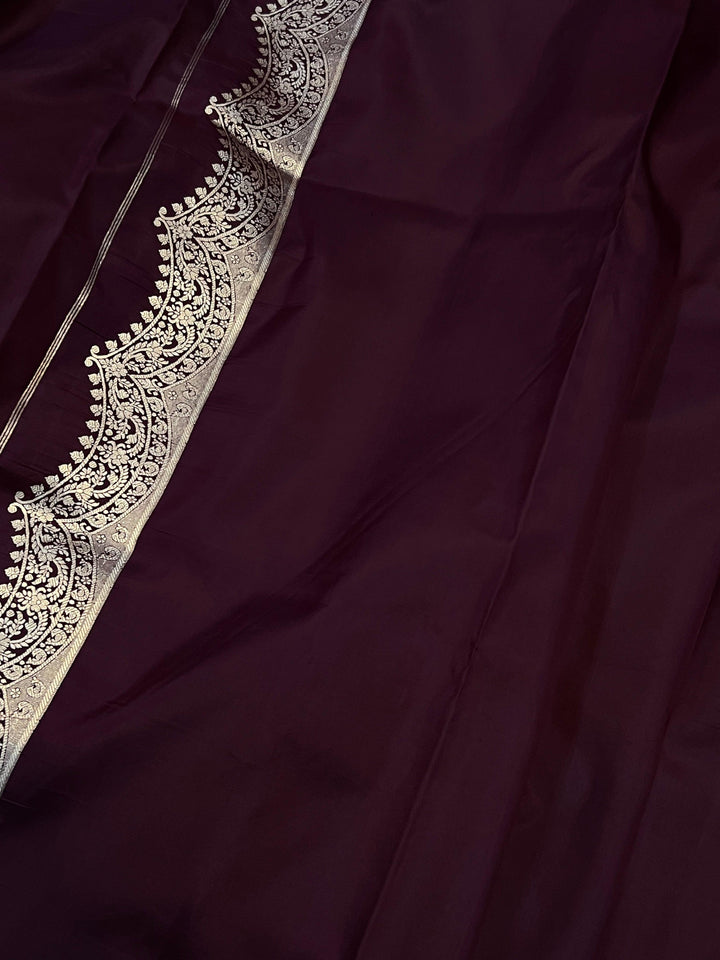 Wine Banarasi Handloom Katan Silk Saree