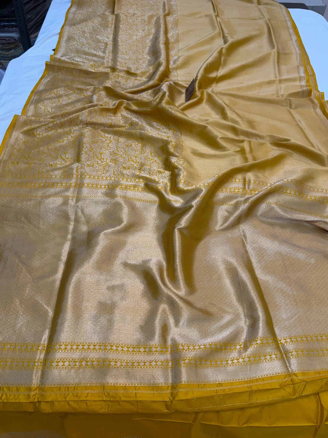 Yellow Pure Katan silk Handloom Banarasi Saree