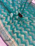 Blue Pure Banarasi Handloom Katan Silk Saree - Aura Benaras