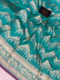 Blue Pure Banarasi Handloom Katan Silk Saree - Aura Benaras