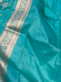 Blue Pure Banarasi Handloom Katan Silk Saree - Aura Benaras