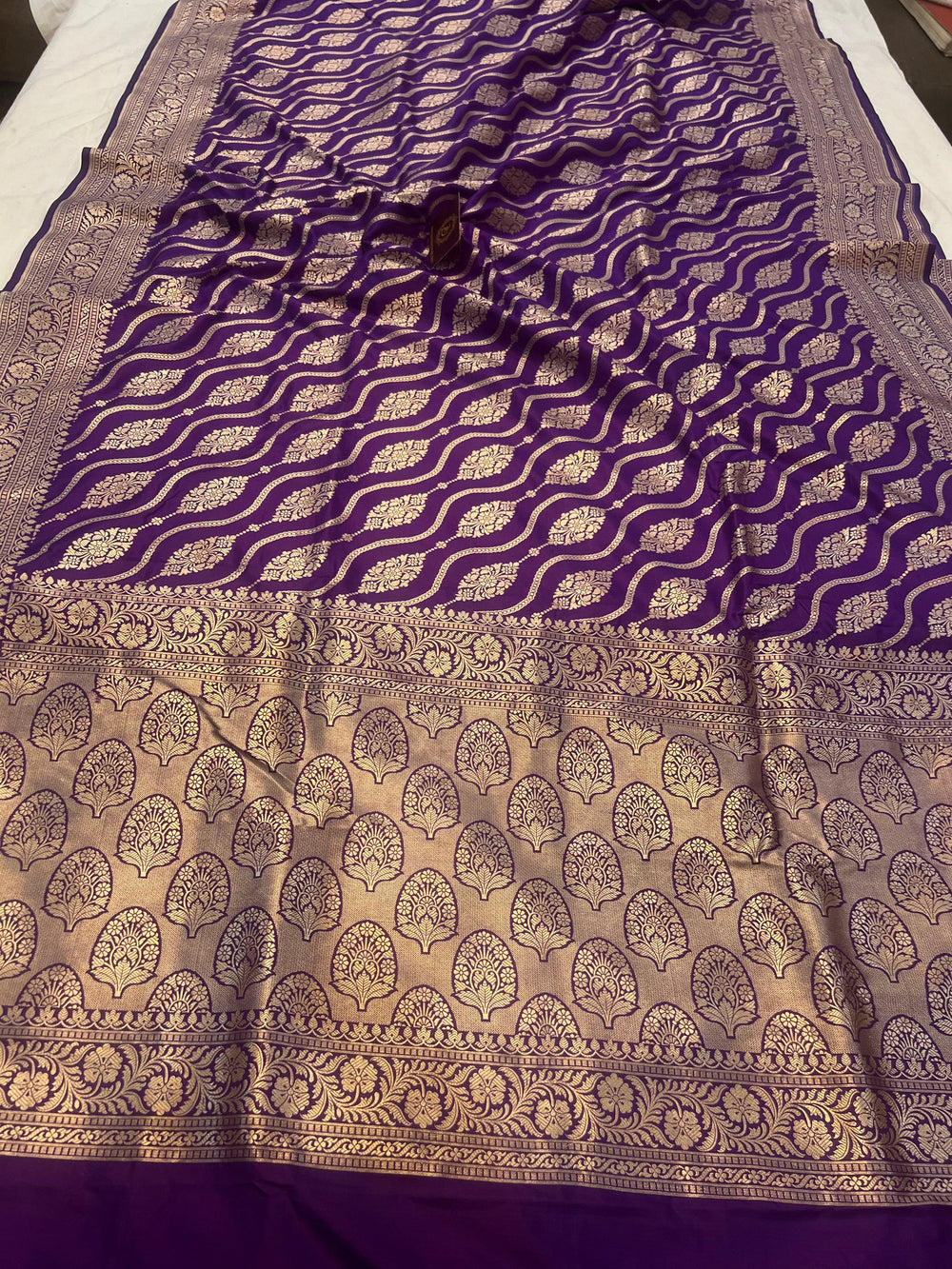 Purple Pure Banarasi Handloom Katan Silk Saree - Aura Benaras