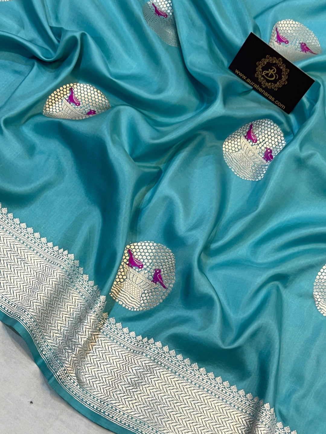 Blue Banarasi Handloom Katan Silk Saree - Aura Benaras