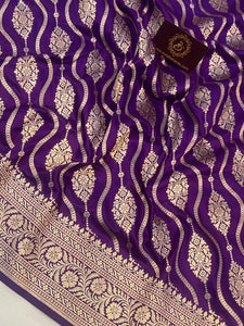 Purple Pure Banarasi Handloom Katan Silk Saree - Aura Benaras