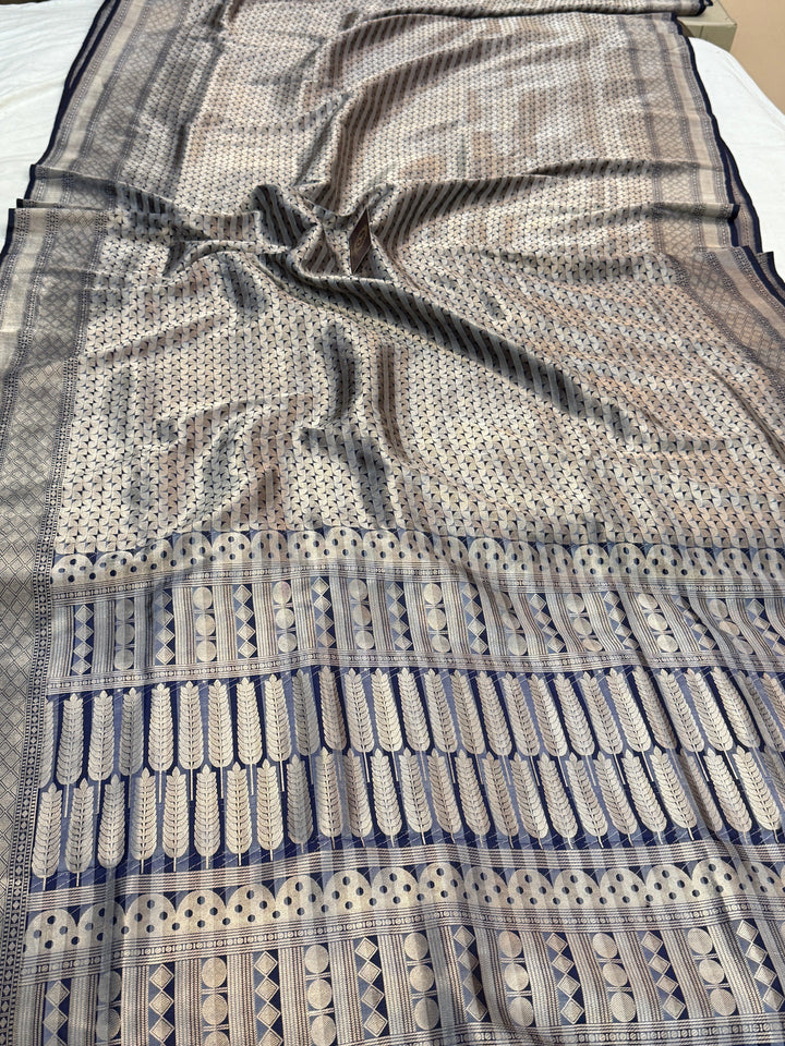 Navy Blue Banarasi Handloom Katan Silk Saree