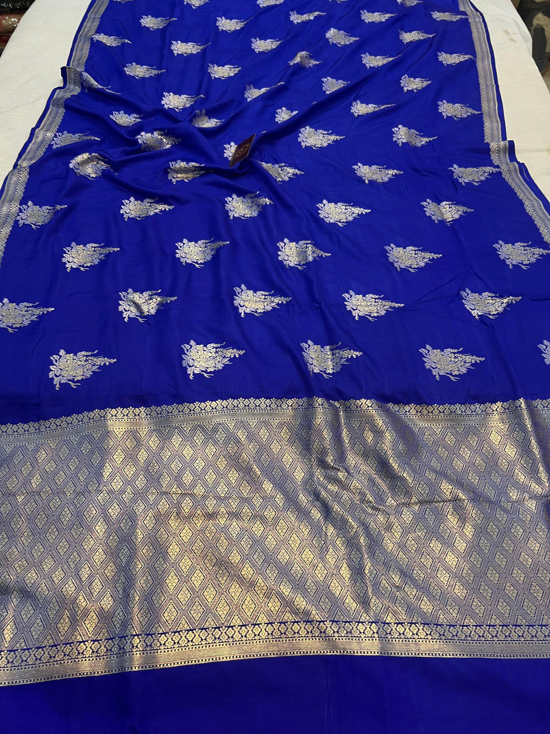 Royal Blue Pure Banarasi Handloom Mashru Silk Saree