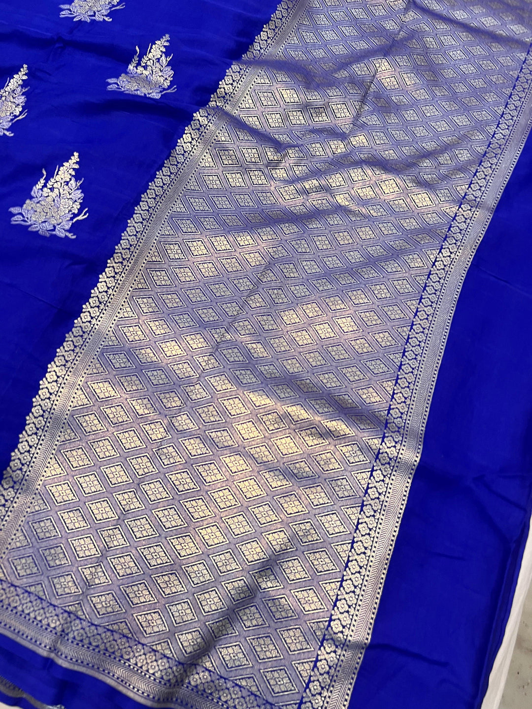 Royal Blue Pure Banarasi Handloom Mashru Silk Saree