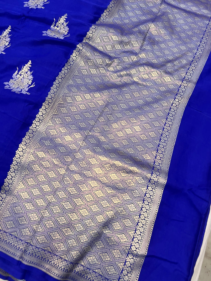 Royal Blue Pure Banarasi Handloom Mashru Silk Saree