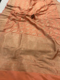 Peach Pure Banarasi Handloom Katan Silk Saree - Aura Benaras