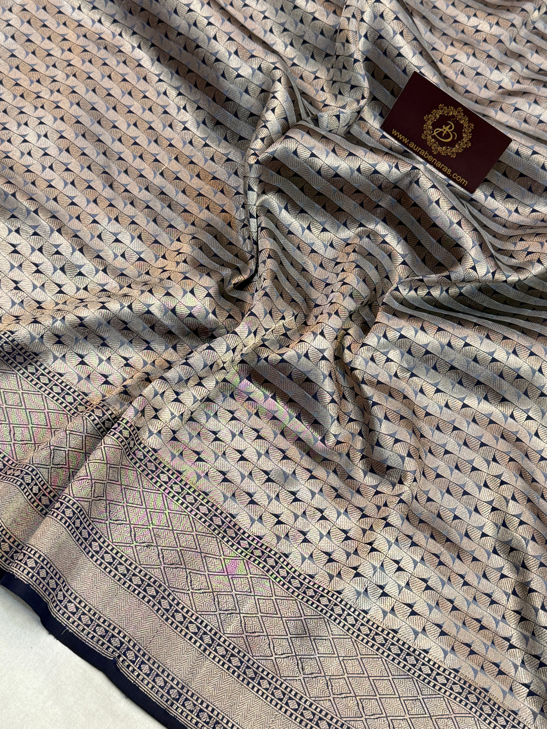 Navy Blue Banarasi Handloom Katan Silk Saree