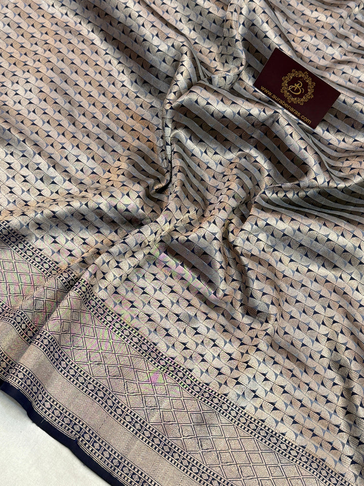 Navy Blue Banarasi Handloom Katan Silk Saree