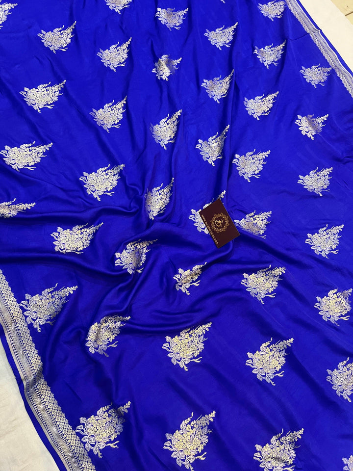 Royal Blue Pure Banarasi Handloom Mashru Silk Saree