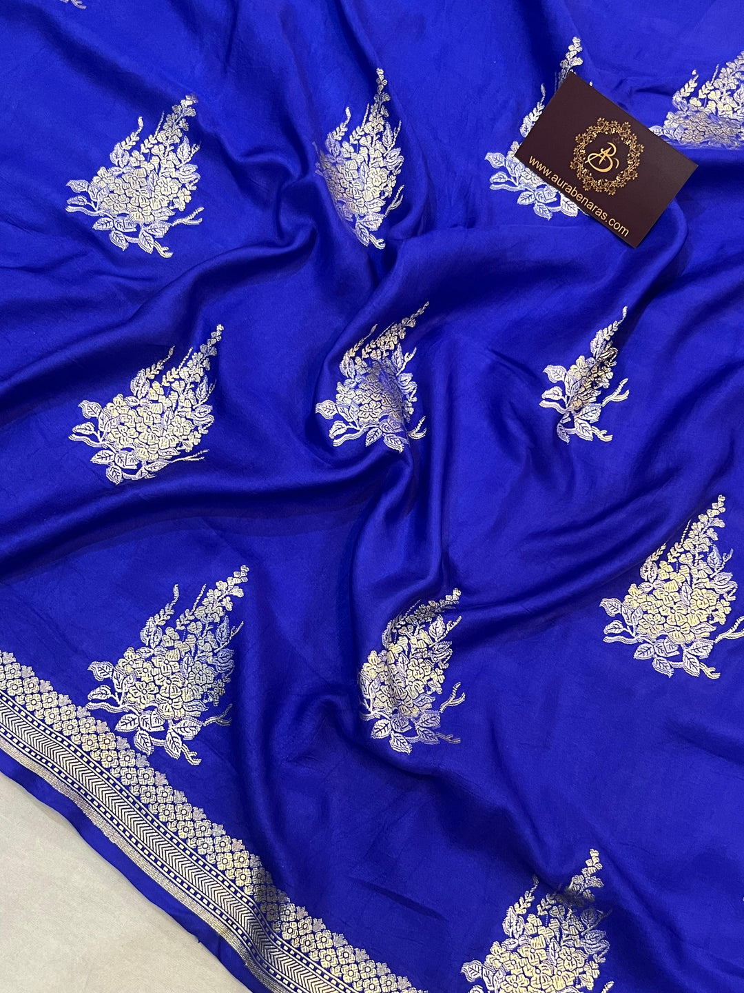 Royal Blue Pure Banarasi Handloom Mashru Silk Saree