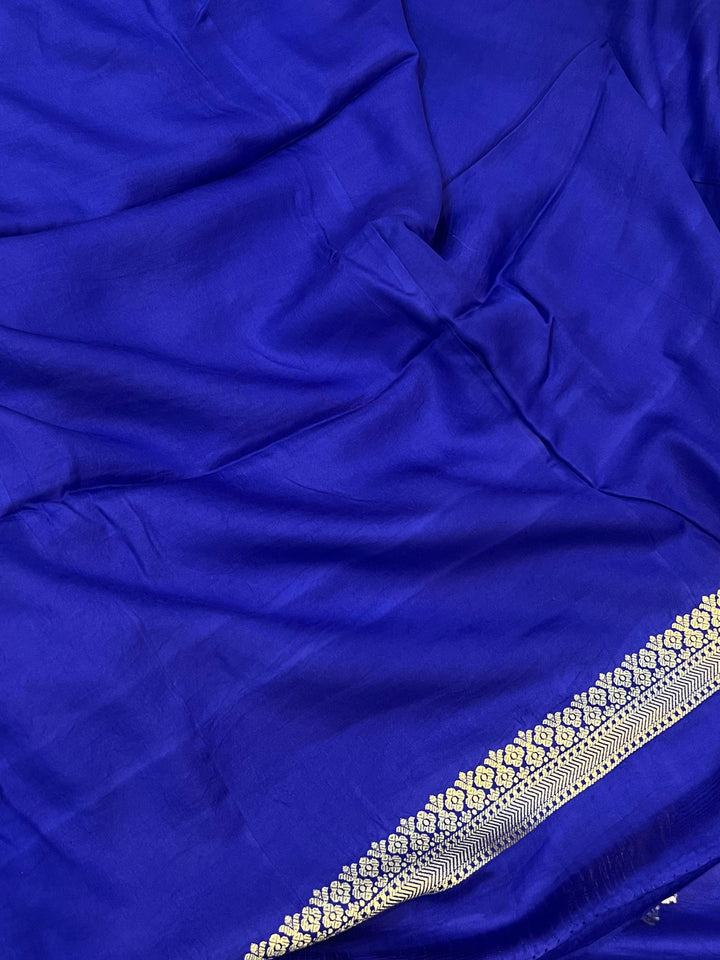 Royal Blue Pure Banarasi Handloom Mashru Silk Saree