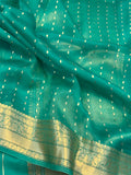 Turquoise Blue Pure Banarasi Handloom Kora Silk Saree - Aura Benaras