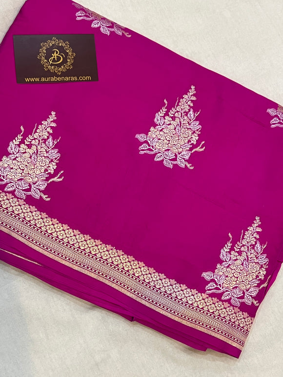 Rani Pink Banarasi Mashru Silk Saree – Buy Pure Handloom | Aura Benaras