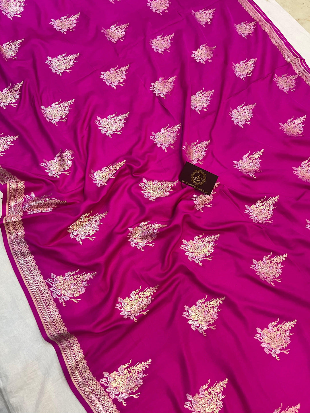 Rani Pink Banarasi Mashru Silk Saree – Buy Pure Handloom | Aura Benaras
