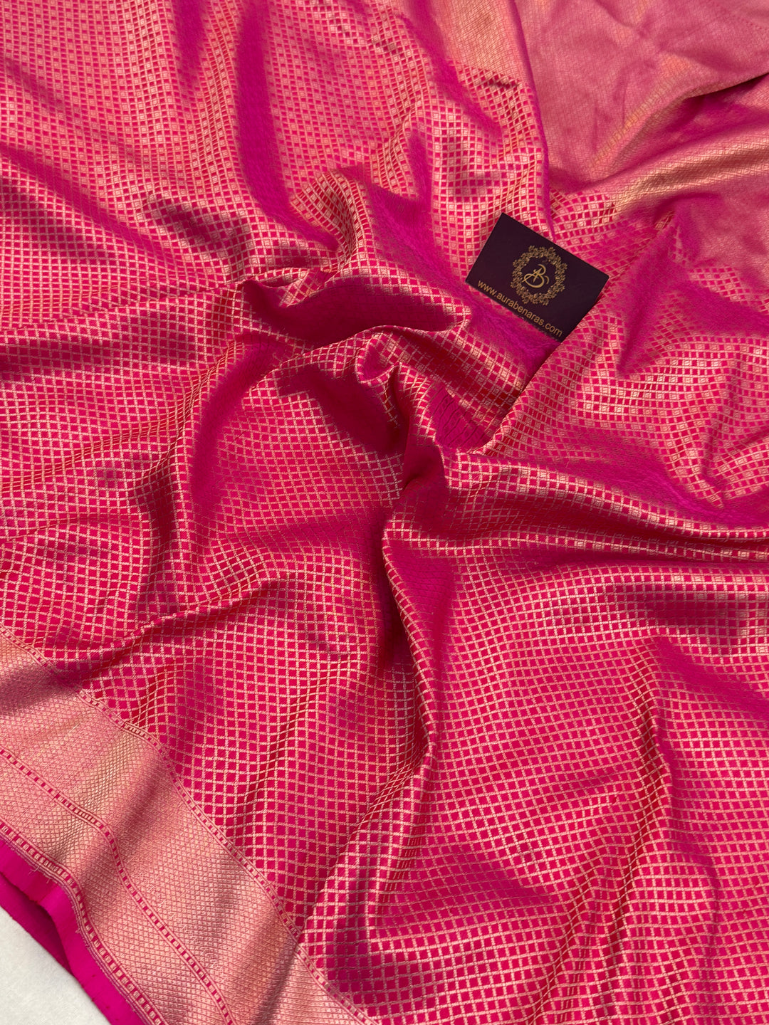 Rani Pink Pure Katan silk Handloom Banarasi Saree