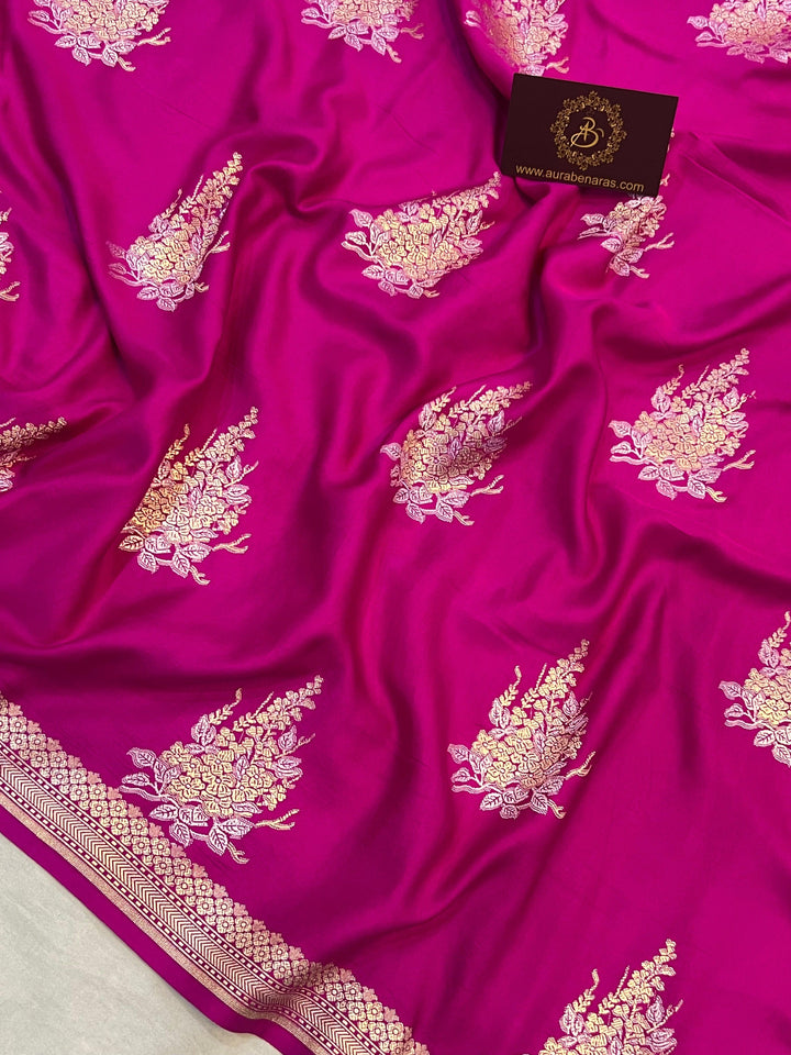 Rani Pink Banarasi Mashru Silk Saree – Buy Pure Handloom | Aura Benaras