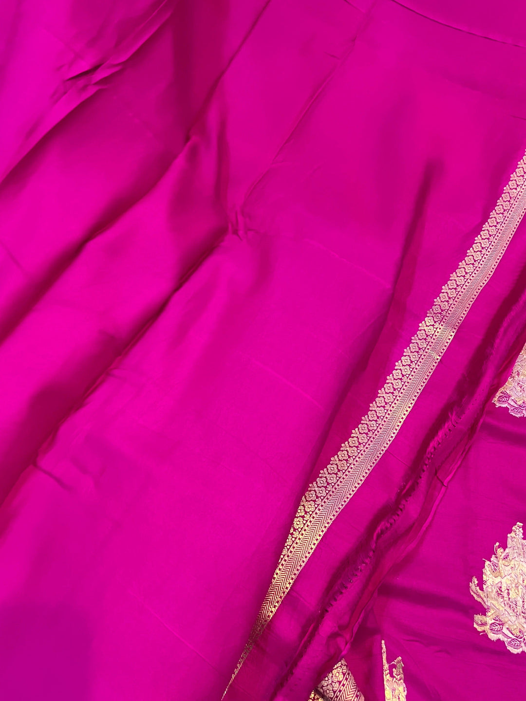 Rani Pink Banarasi Mashru Silk Saree – Buy Pure Handloom | Aura Benaras