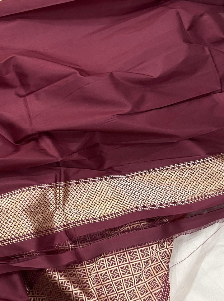 Maroon Handloom Pure Katan Silk Saree - Aura Benaras