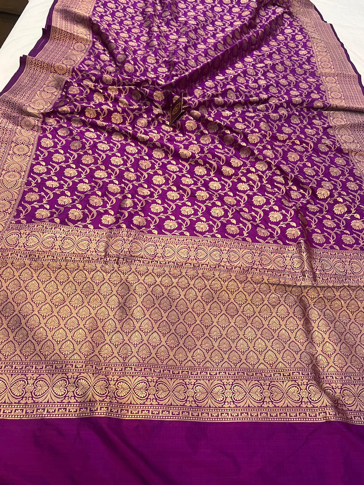 Purple Pure Banarasi Handloom Katan Silk Saree - Aura Benaras