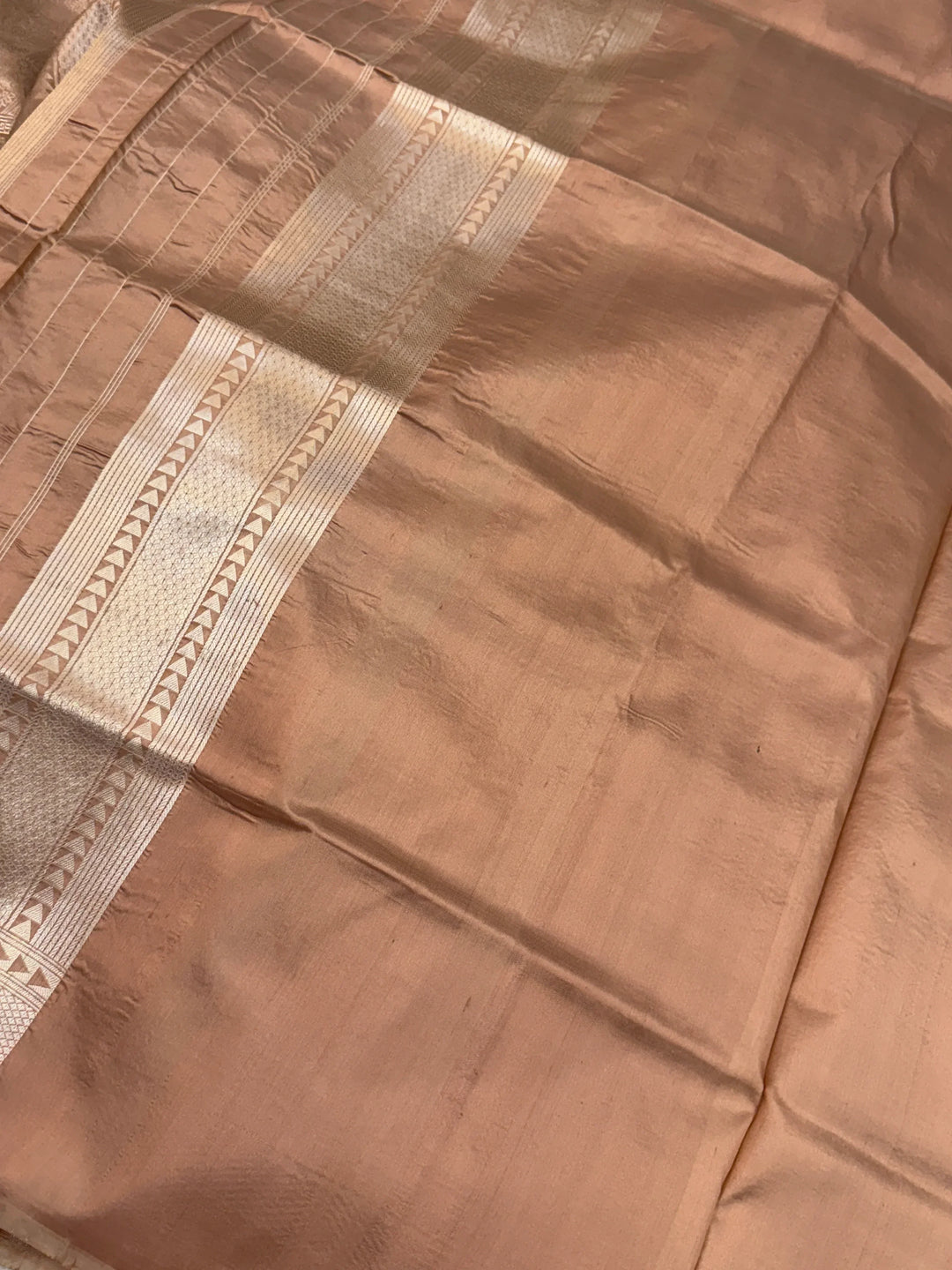 Beige Pure Katan silk Handloom Banarasi Saree